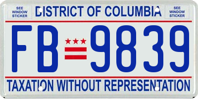 DC license plate FB9839