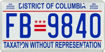 DC license plate FB9840