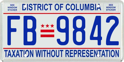 DC license plate FB9842