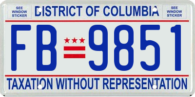 DC license plate FB9851