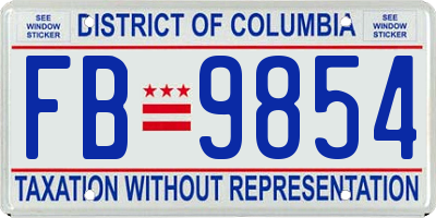 DC license plate FB9854