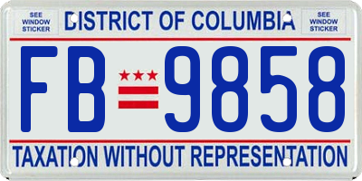 DC license plate FB9858