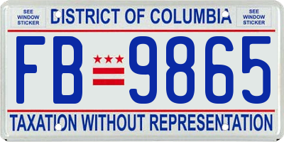 DC license plate FB9865