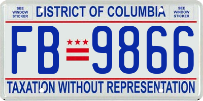 DC license plate FB9866