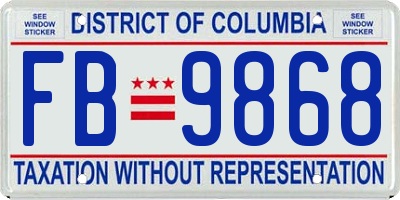 DC license plate FB9868