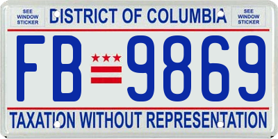 DC license plate FB9869