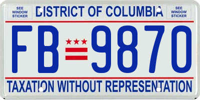 DC license plate FB9870