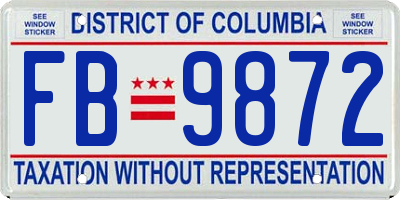 DC license plate FB9872