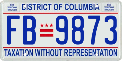 DC license plate FB9873