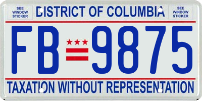 DC license plate FB9875