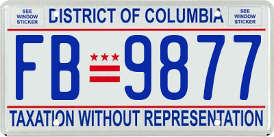 DC license plate FB9877