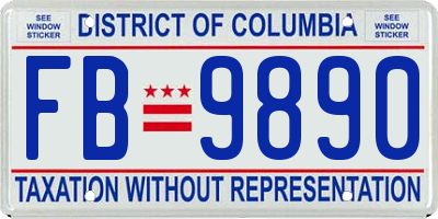 DC license plate FB9890