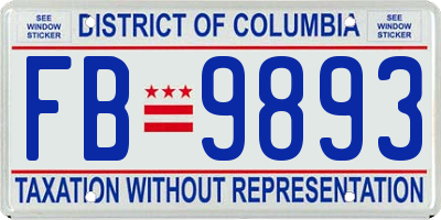 DC license plate FB9893