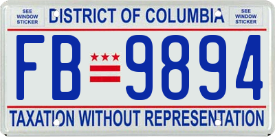 DC license plate FB9894