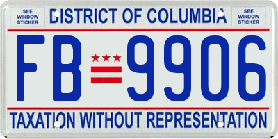 DC license plate FB9906