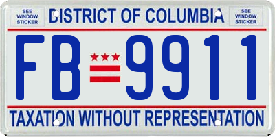 DC license plate FB9911