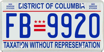 DC license plate FB9920