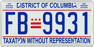 DC license plate FB9931