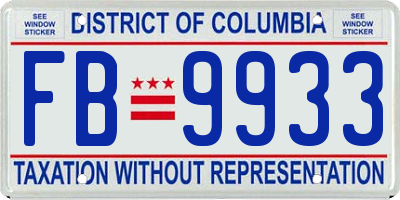 DC license plate FB9933