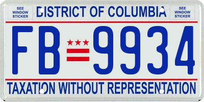 DC license plate FB9934