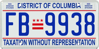 DC license plate FB9938