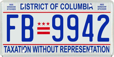 DC license plate FB9942