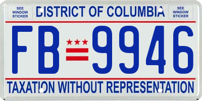 DC license plate FB9946