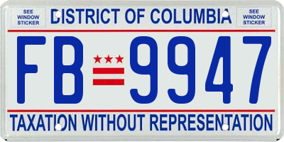 DC license plate FB9947