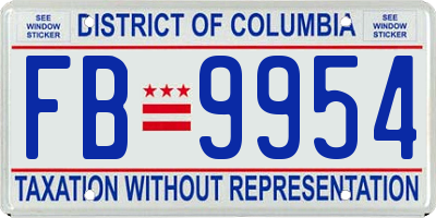 DC license plate FB9954