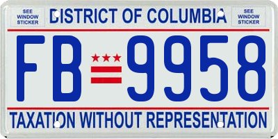 DC license plate FB9958