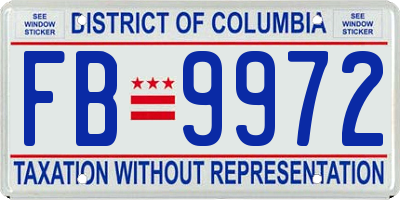 DC license plate FB9972