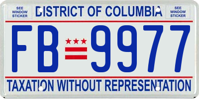 DC license plate FB9977