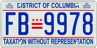 DC license plate FB9978