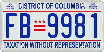 DC license plate FB9981