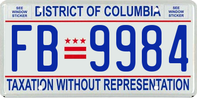 DC license plate FB9984