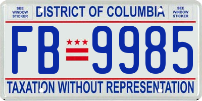 DC license plate FB9985