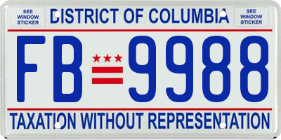 DC license plate FB9988