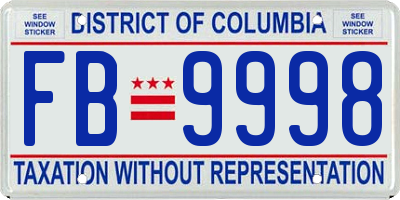 DC license plate FB9998