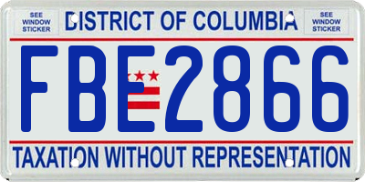DC license plate FBE2866