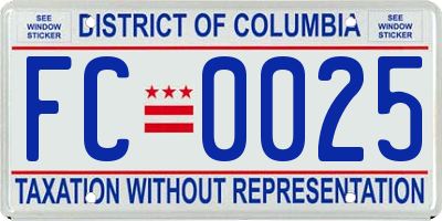 DC license plate FC0025