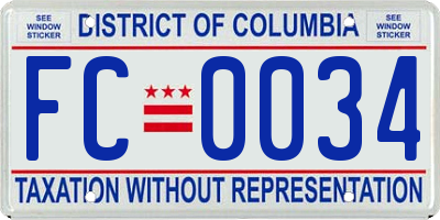 DC license plate FC0034