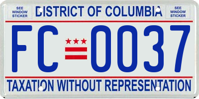 DC license plate FC0037