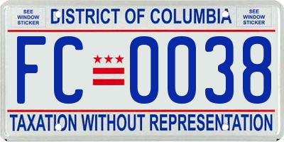 DC license plate FC0038