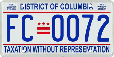 DC license plate FC0072