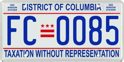 DC license plate FC0085