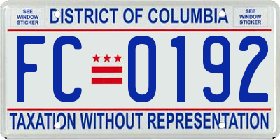 DC license plate FC0192