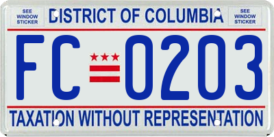 DC license plate FC0203