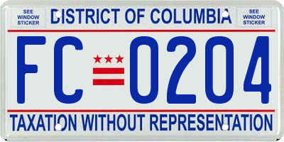 DC license plate FC0204