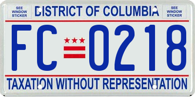 DC license plate FC0218