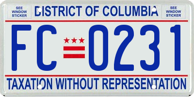 DC license plate FC0231